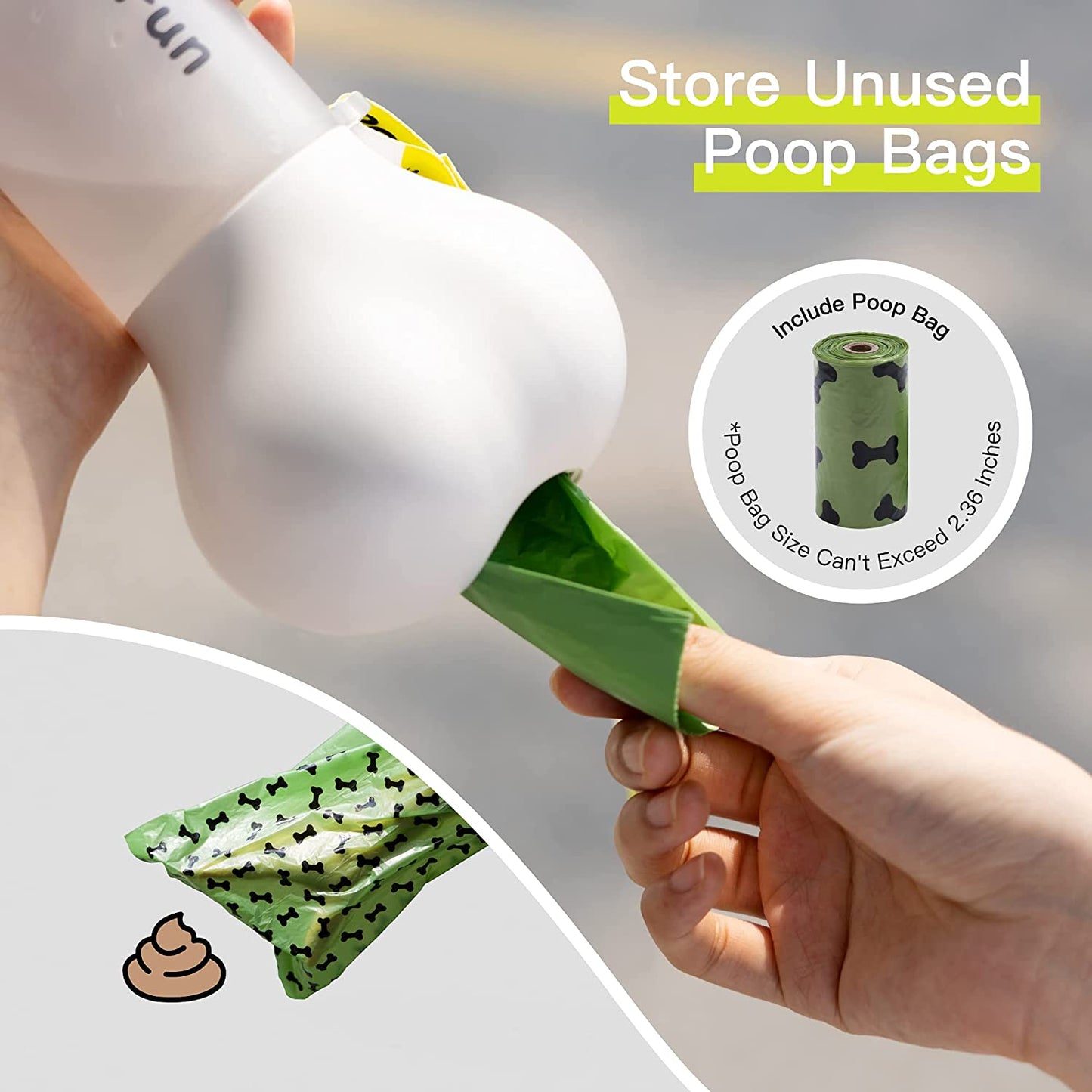 Bebedor Portátil com Porta Saco de Lixo e com Cinto