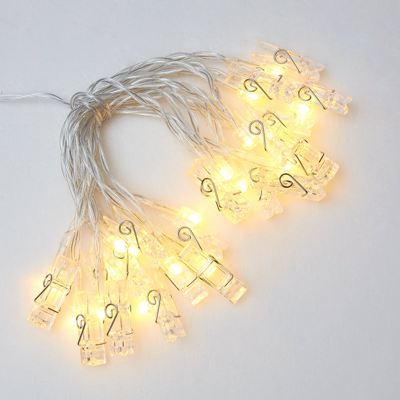 Cordão de Luzes Led com Pregadores para Fotografias