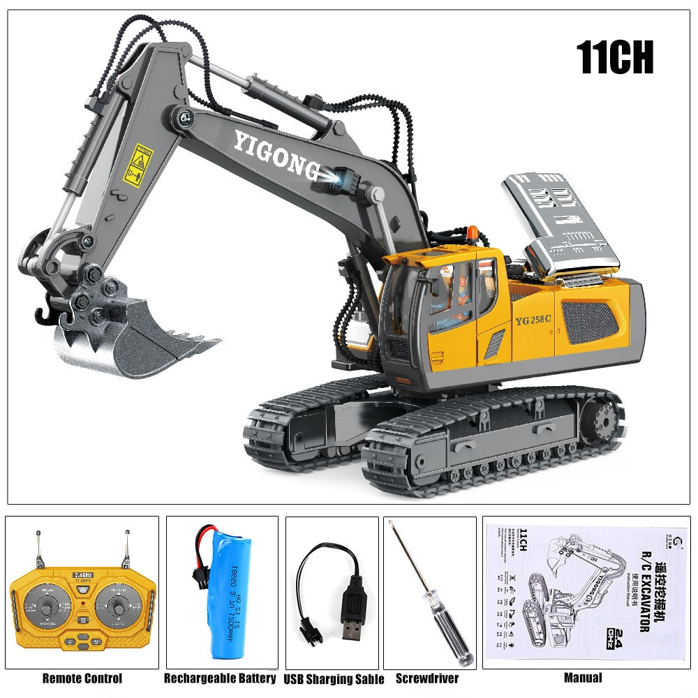 Carro Escavadeira RC Elétrico com Controle Remoto