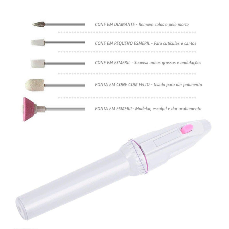 Lixa Unhas Polidor Elétrico 5 Brocas