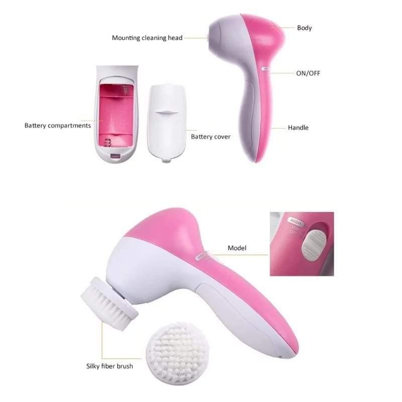 Escova Facial Elétrica Esfoliante limpeza Massageadora 5/1 Portátil