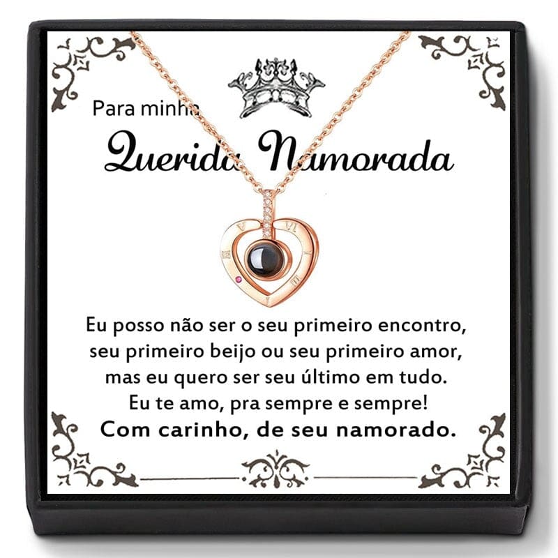 Colar Eu Te Amo Em 100 Idiomas - Para Minha Querida Namorada Dourado 00012022