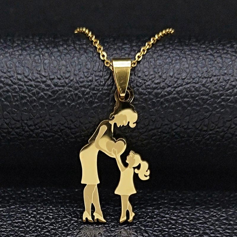 Colar Filha É Mãe Aço Inoxidável Modelo A Dourado 0001189