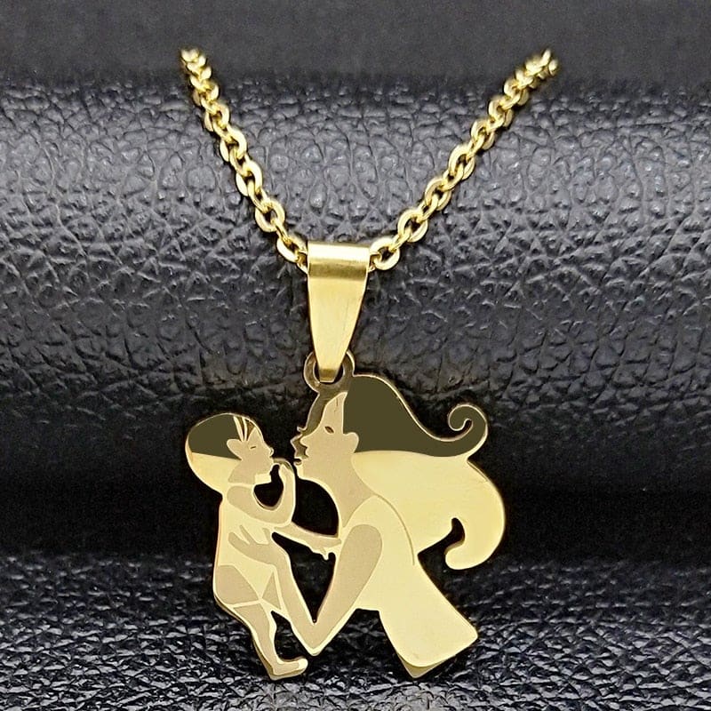 Colar Filha É Mãe Aço Inoxidável Modelo B Dourado 0001189