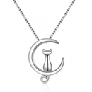 Colar Gato Na Lua Prata 925 / 45 - 50Cm 0001158