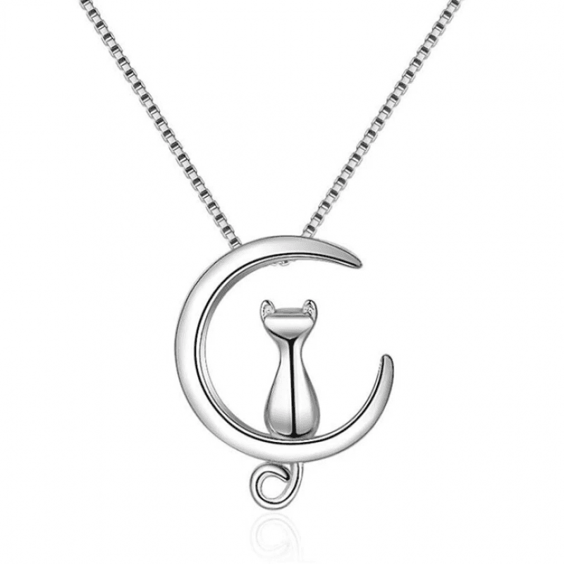 Colar Gato Na Lua Prata 925 / 45 - 50Cm 0001158
