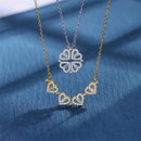 Colar Trevo de Coração Aço inoxidável