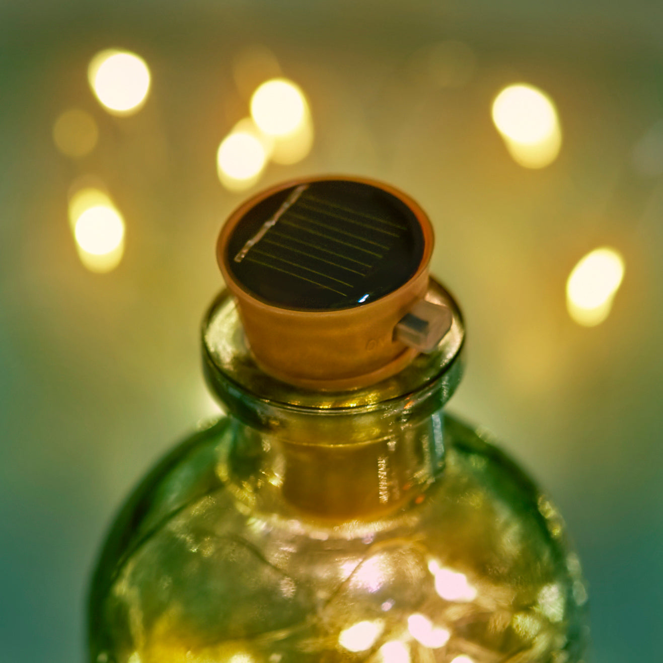 Fio de Luz com Rolha e Painel Solar (Prova D'água)