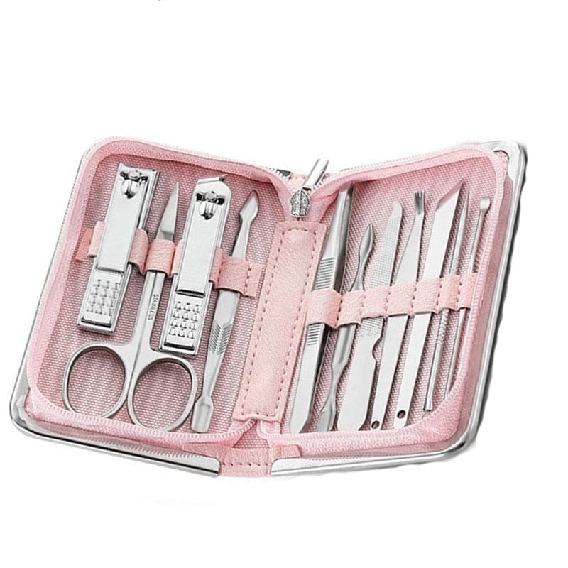 Kit Manicure 11 Ou 26 Pcs Profissional Rosa Peças 00012015