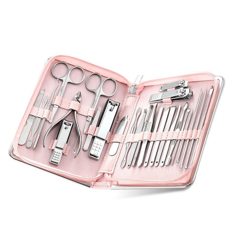 Kit Manicure 11 Ou 26 Pcs Profissional Rosa Peças 00012015