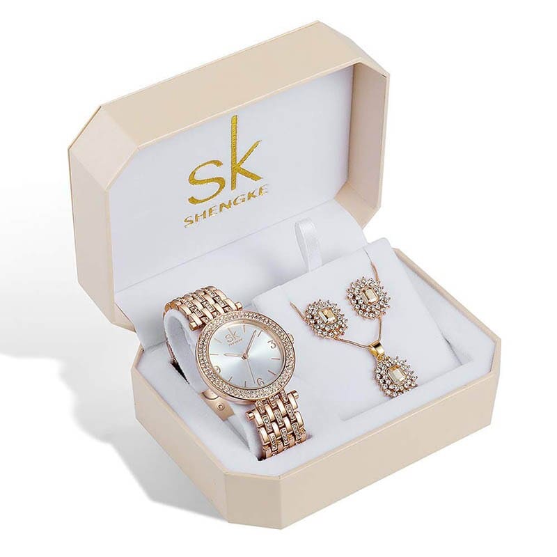 Kit Relógio Feminino Sk Shengke Modelo 01 00012026