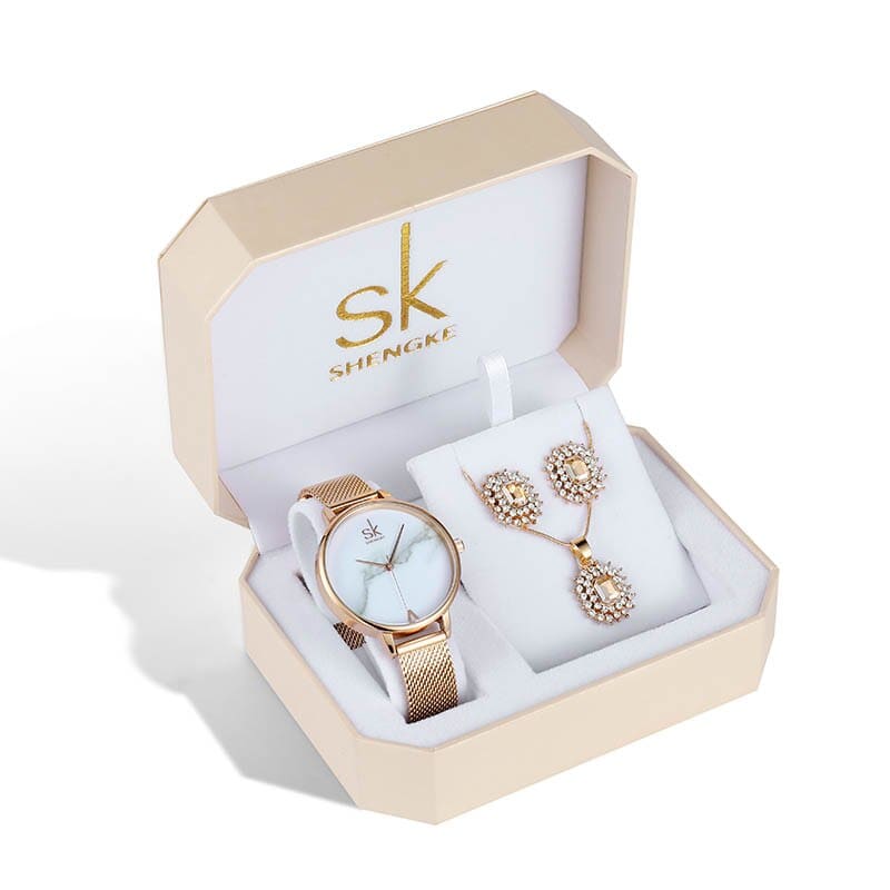 Kit Relógio Feminino Sk Shengke Modelo 02 00012026