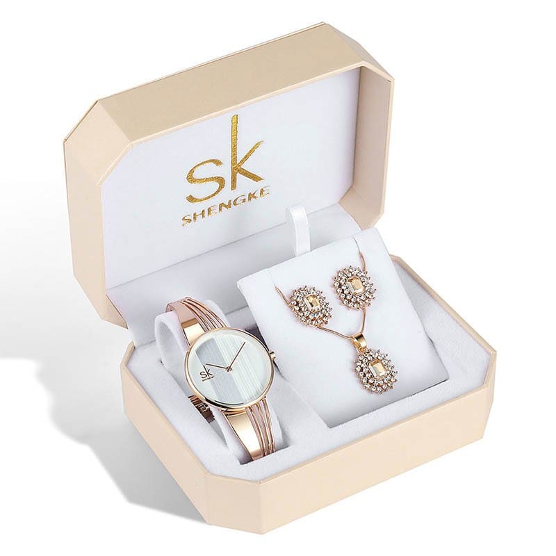 Kit Relógio Feminino Sk Shengke Modelo 03 00012026