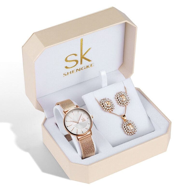 Kit Relógio Feminino Sk Shengke Modelo 05 00012026