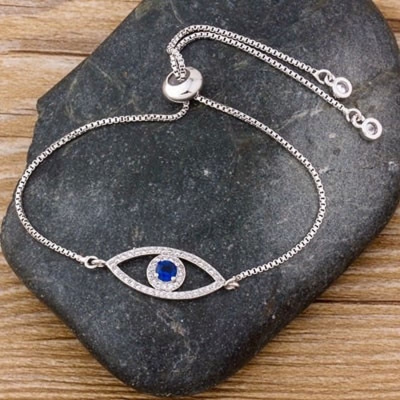 Pulseira Olho Grego Pedras De Zircônia Prata