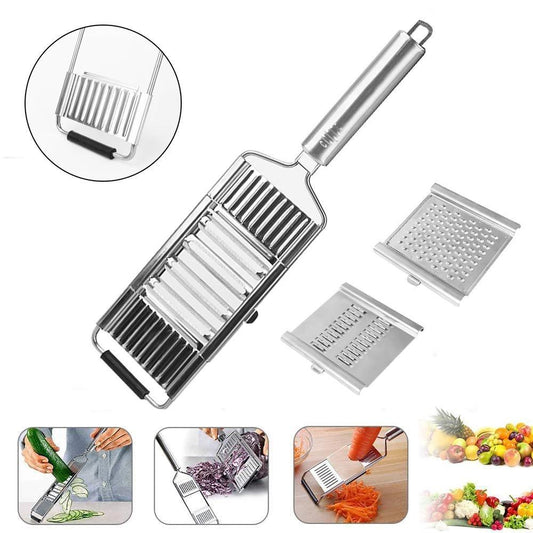 Ralador e Fatiador Manual MultiUso Inox 3 em 1