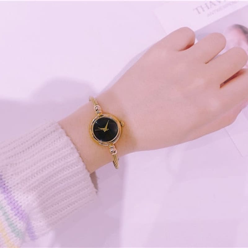 Relógio Feminino Minimalista Aço Inoxidável Dourado/preto