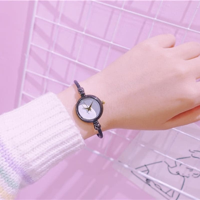 Relógio Feminino Minimalista Aço Inoxidável Preto/branco