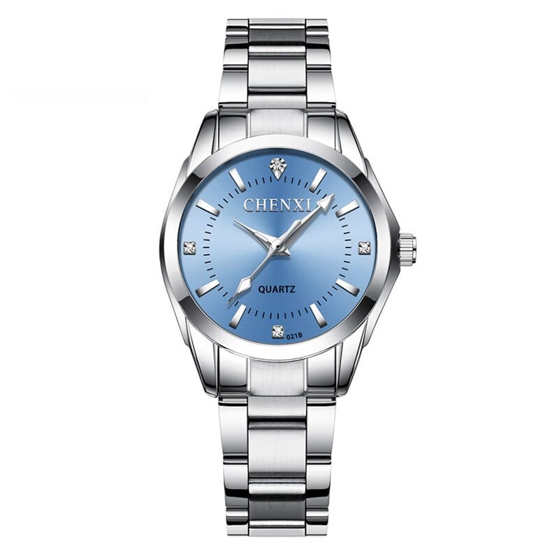 Relógio Feminino Strass Azul Claro