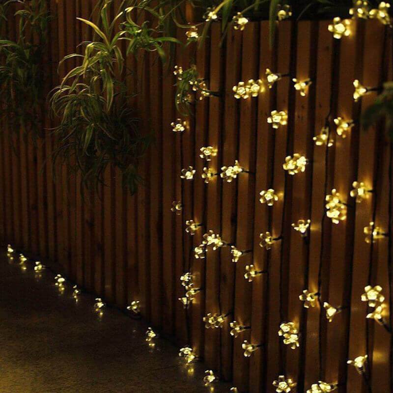 Flores Pisca-Pisca com Painel Solar (Branco Quente)